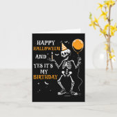 Skeleton Happy Halloween en ja, het is mijn verjaa Kaart (Gele Bloem)