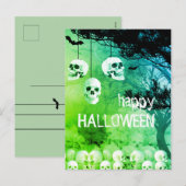 Skeleton Happy Halloween Green Night with Skulls Feestdagenkaart (Voorkant / Achterkant)