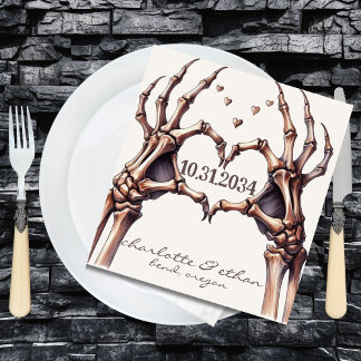 Skeleton Hart Hand bruiloft receptie Servet