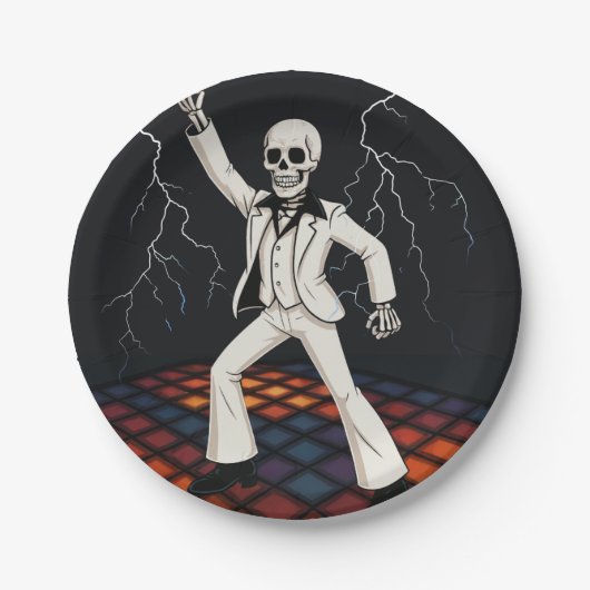 Skeleton Haunted Disco Halloween-feest Papieren Bordje (Voorkant)