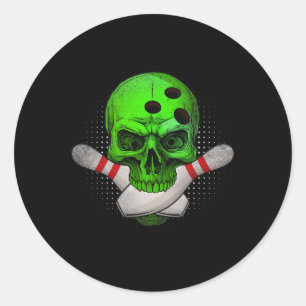 Skeleton Head Skull Bowling Ball en spelden Happy Ronde Sticker