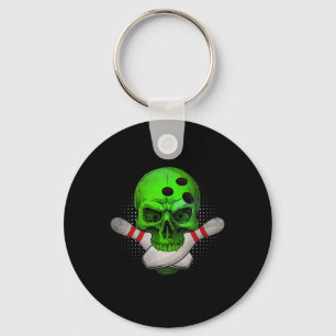 Skeleton Head Skull Bowling Ball en spelden Happy Sleutelhanger