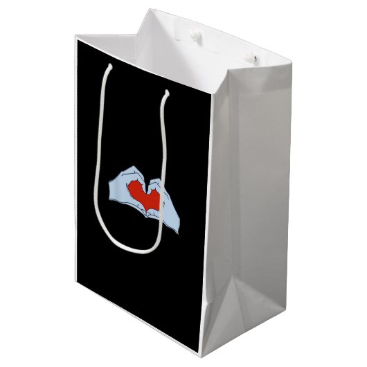 Skeleton Heart Hands Classic & Basic Halloween Medium Cadeauzakje (Voorkant Gekanteld)