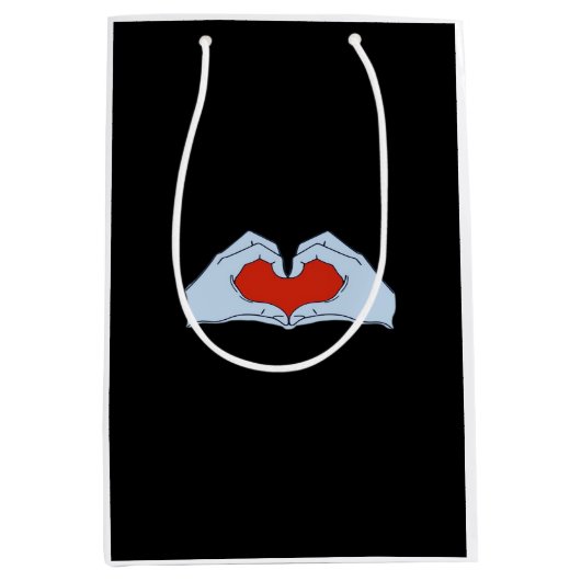 Skeleton Heart Hands Classic & Basic Halloween Medium Cadeauzakje (Voorkant)