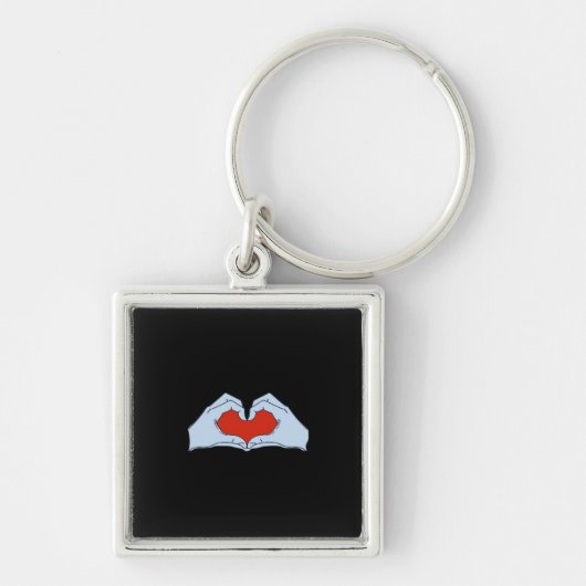 Skeleton Heart Hands Classic & Basic Halloween Sleutelhanger (Voorkant)