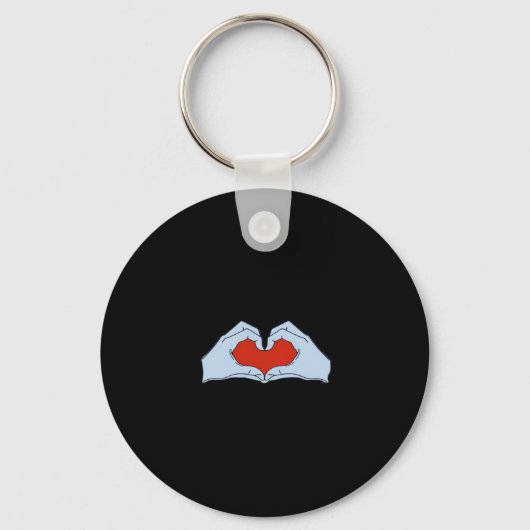 Skeleton Heart Hands Classic & Basic Halloween Sleutelhanger (Voorkant)