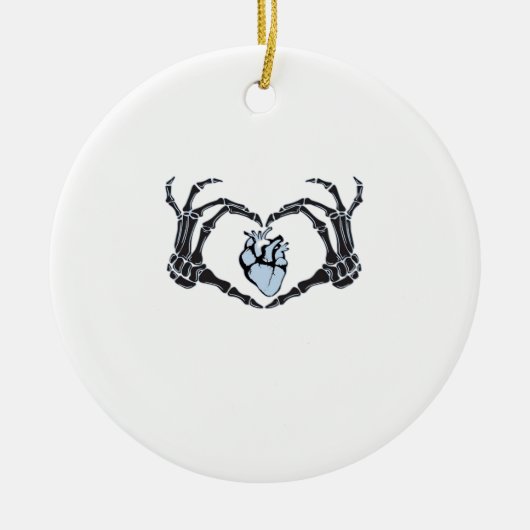 Skeleton Heart Hands Classic Design voor Halloween Keramisch Ornament (Voorkant)