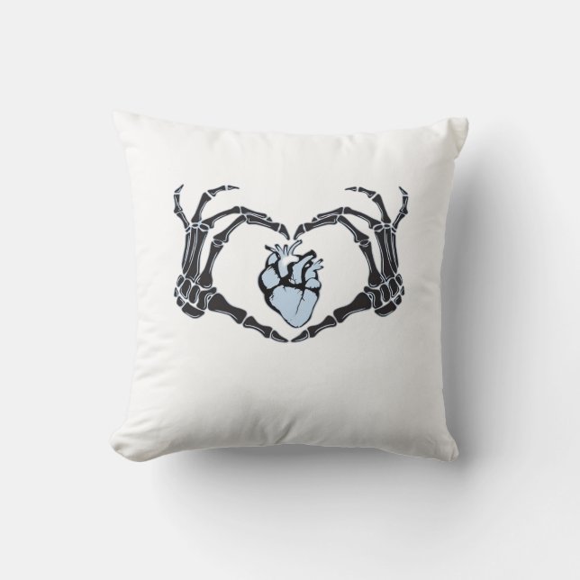 Skeleton Heart Hands Classic Design voor Halloween Kussen (Voorkant)