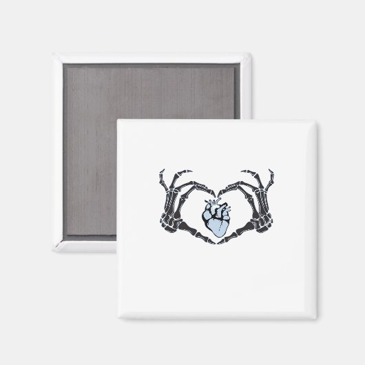 Skeleton Heart Hands Classic Design voor Halloween Magneet (Voorkant / Achterkant)
