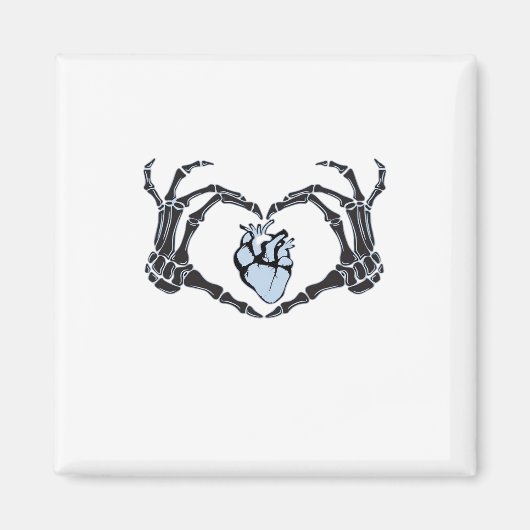 Skeleton Heart Hands Classic Design voor Halloween Magneet (Voorkant)