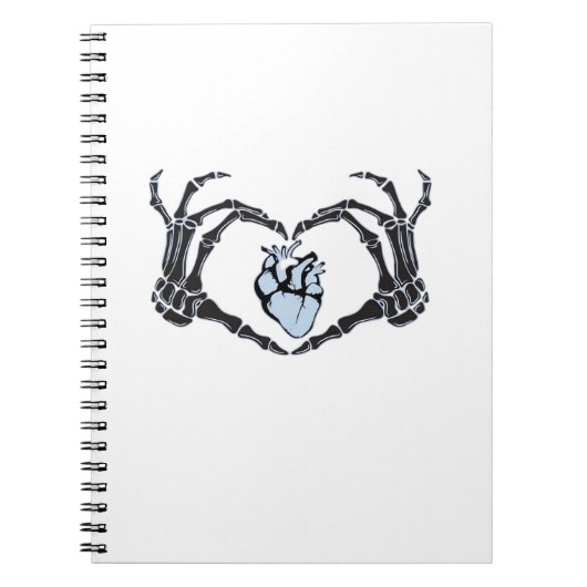 Skeleton Heart Hands Classic Design voor Halloween Notitieboek (Voorkant)