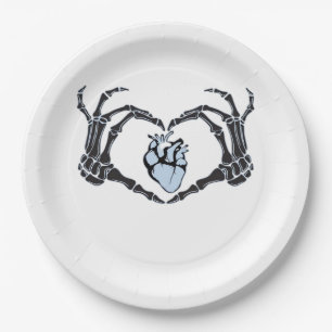 Skeleton Heart Hands Classic Design voor Halloween Papieren Bordje