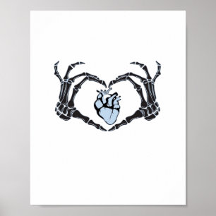 Skeleton Heart Hands Classic Design voor Halloween Poster