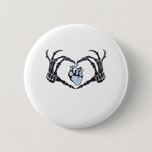 Skeleton Heart Hands Classic Design voor Halloween Ronde Button 5,7 Cm (Voorkant)