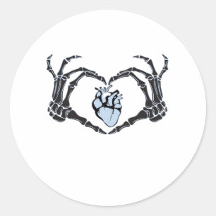 Skeleton Heart Hands Classic Design voor Halloween Ronde Sticker