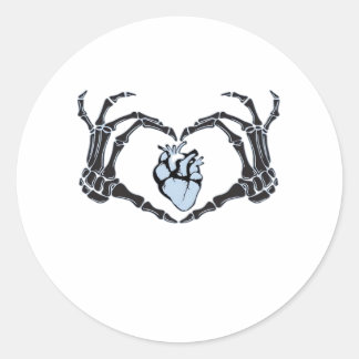 Skeleton Heart Hands Classic Design voor Halloween Ronde Sticker