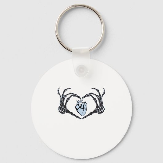 Skeleton Heart Hands Classic Design voor Halloween Sleutelhanger (Voorkant)