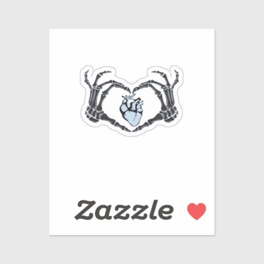 Skeleton Heart Hands Classic Design voor Halloween Sticker (Vel)
