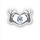 Skeleton Heart Hands Classic Design voor Halloween Sticker (Voorkant)