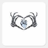 Skeleton Heart Hands Classic Design voor Halloween Vierkante Sticker (Voorkant)