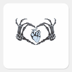 Skeleton Heart Hands Classic Design voor Halloween Vierkante Sticker
