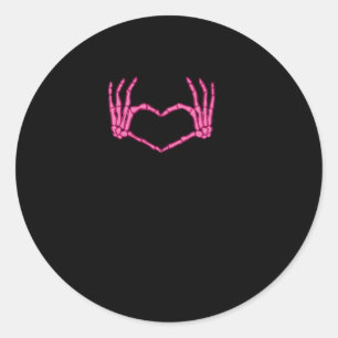 Skeleton Heart Hands Classic Ronde Sticker