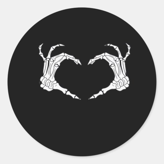 Skeleton Heart Hands Classic Ronde Sticker (Voorkant)
