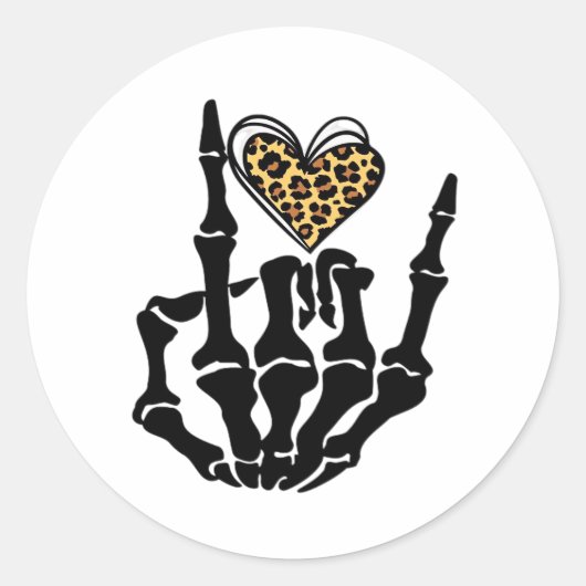 Skeleton Heart Hands Classic Ronde Sticker (Voorkant)