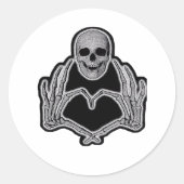Skeleton Heart Hands Classic Ronde Sticker (Voorkant)