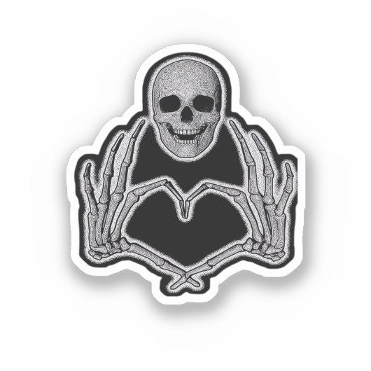Skeleton Heart Hands Classic Sticker (Voorkant)