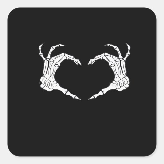 Skeleton Heart Hands Classic Vierkante Sticker (Voorkant)