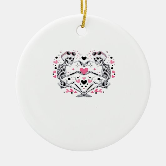 Skeleton Heart Hands Classic Viral Keramisch Ornament (Voorkant)