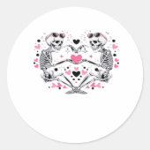 Skeleton Heart Hands Classic Viral Ronde Sticker (Voorkant)