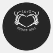 Skeleton Heart Hands Funny & Classic Ronde Sticker (Voorkant)