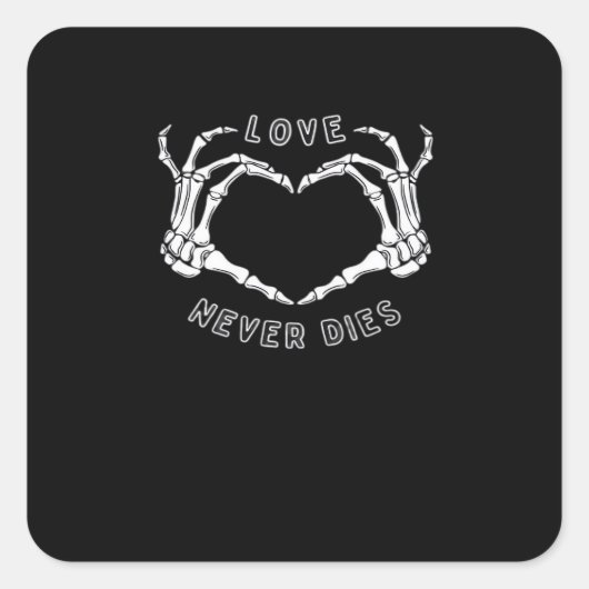 Skeleton Heart Hands Funny & Classic Vierkante Sticker (Voorkant)