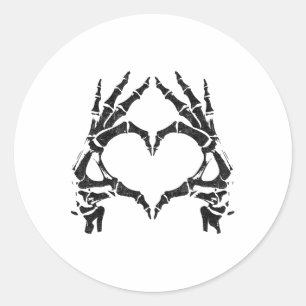 Skeleton Heart Hands - Halloween - Skeleton Hands Ronde Sticker