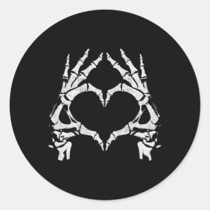 Skeleton Heart Hands - Halloween - Skeleton Hands Ronde Sticker