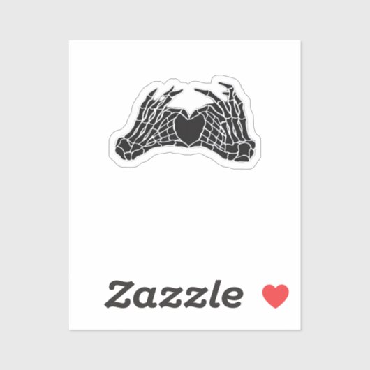 Skeleton Heart Hands - Klassiek Sticker (Vel)