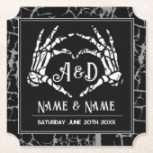 Skeleton Heart Hands Onderzetters Wedding Black Pa (Voorkant)