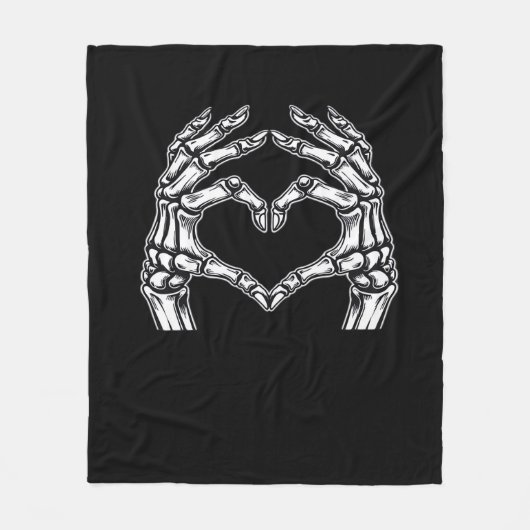 Skeleton Heart Hands Sign Halloween Kostuum Basic Fleece Deken (Voorkant)