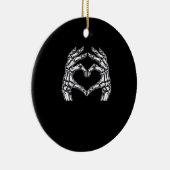 Skeleton Heart Hands Sign Halloween Kostuum Basic Keramisch Ornament (Rechts)