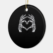 Skeleton Heart Hands Sign Halloween Kostuum Basic Keramisch Ornament (Links)