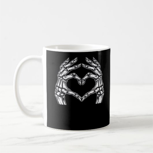 Skeleton Heart Hands Sign Halloween Kostuum Basic Koffiemok (Links)