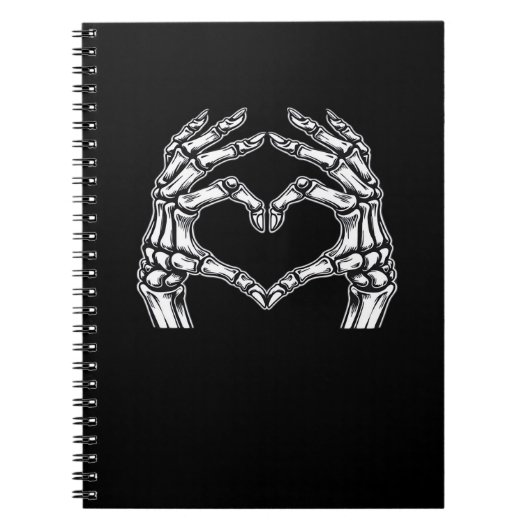 Skeleton Heart Hands Sign Halloween Kostuum Basic Notitieboek (Voorkant)