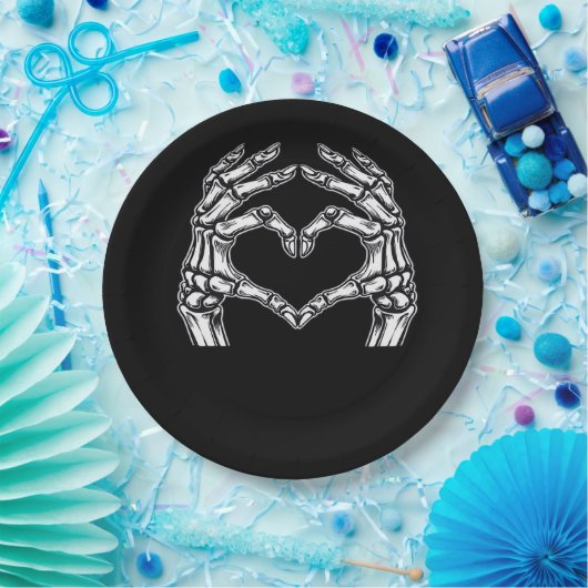 Skeleton Heart Hands Sign Halloween Kostuum Basic Papieren Bordje (Feest)