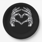 Skeleton Heart Hands Sign Halloween Kostuum Basic Papieren Bordje (Voorkant)