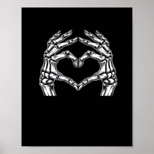 Skeleton Heart Hands Sign Halloween Kostuum Basic Poster