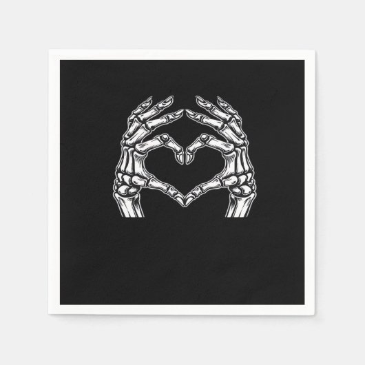 Skeleton Heart Hands Sign Halloween Kostuum Basic Servet (Voorkant)