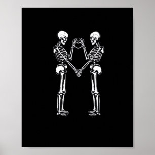 Skeleton Heart Hands Sign Halloween Kostuum Classi Poster