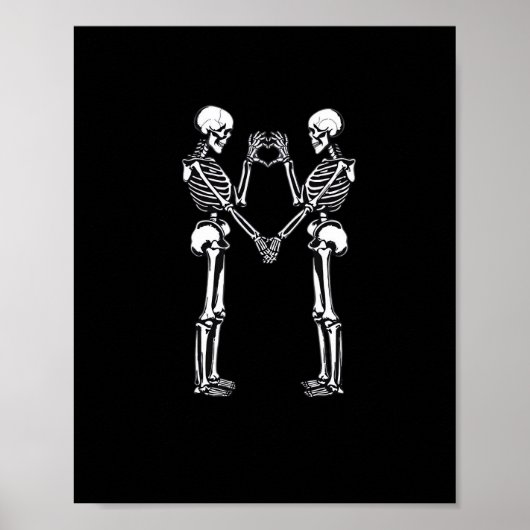 Skeleton Heart Hands Sign Halloween Kostuum Classi Poster (Voorkant)